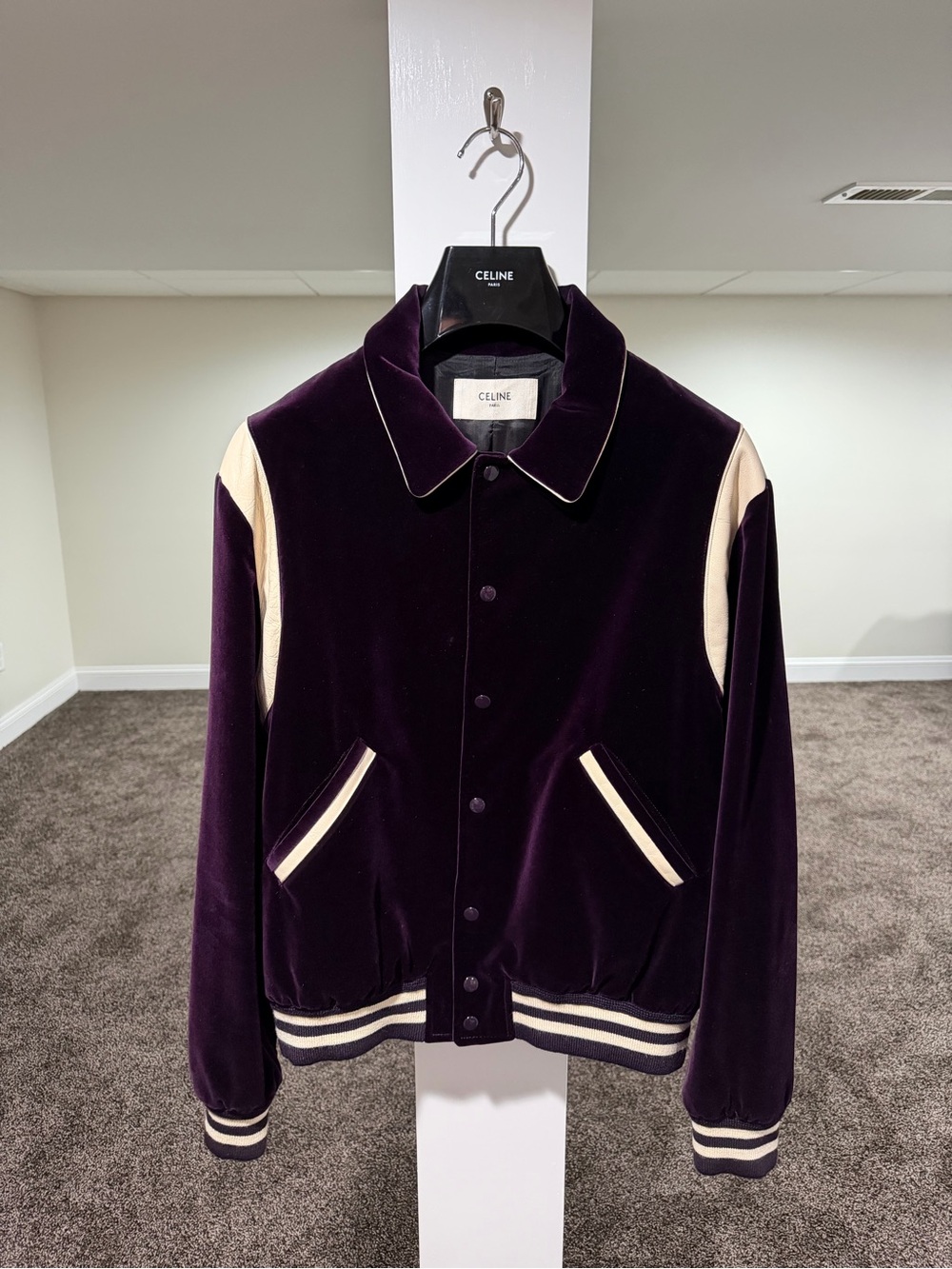 Celine x Hedi Slimane FW20 Runway Purple Velvet Teddy Jacket